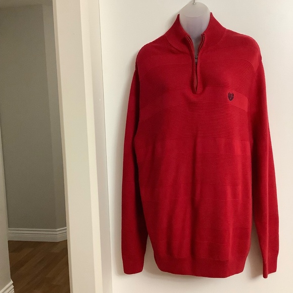 CHAPS MENS 100% Cotton red cotton sweater. Large EXCELLENT COND. - Picture 1 of 8